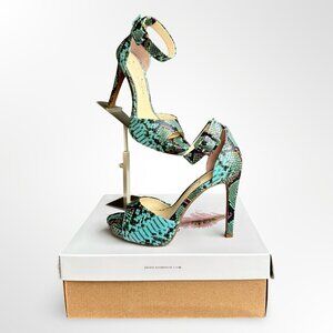 NWB Jessica Simpson divene heels 6 blue snake print buckle platform sexy club